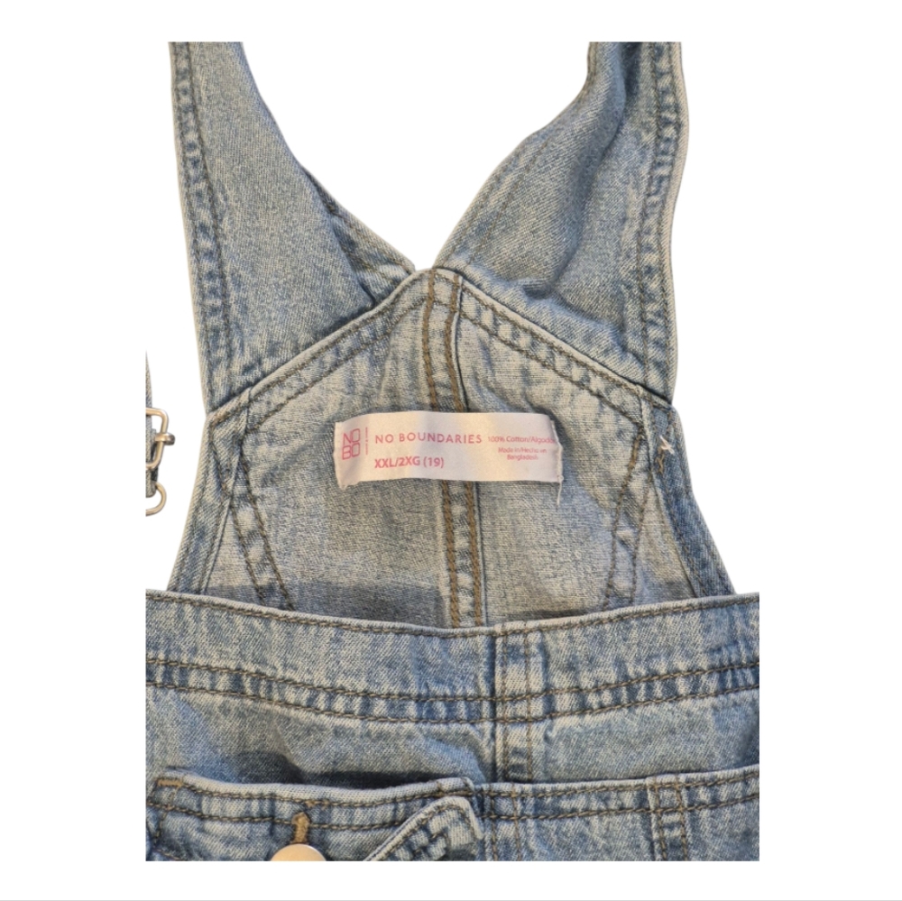 No Boundaries Blue Denim Overalls Casual Summer Style - Picture 2 of 4
